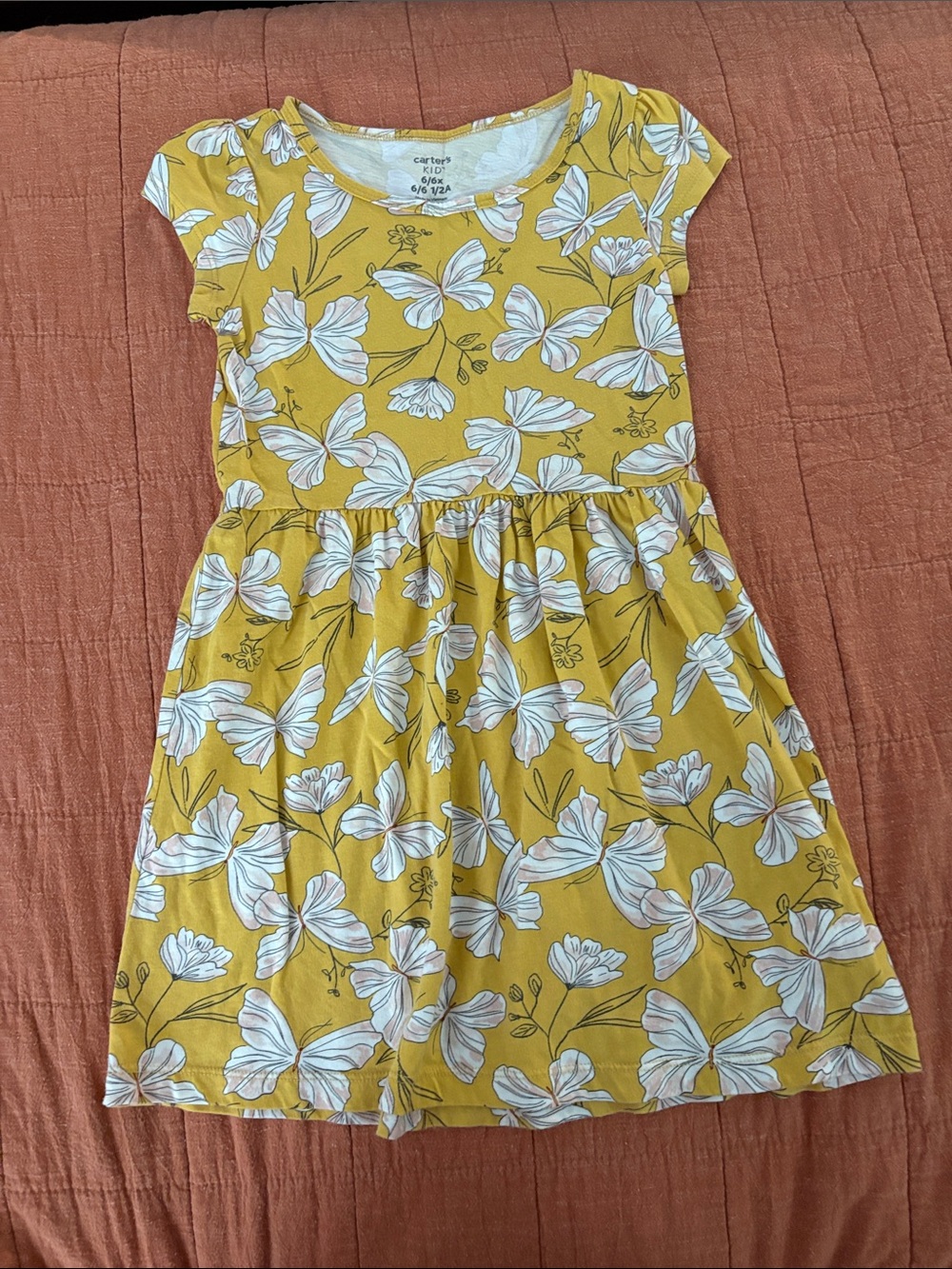 Carter's Mustard Yellow Butterfly Print Cotton Dress